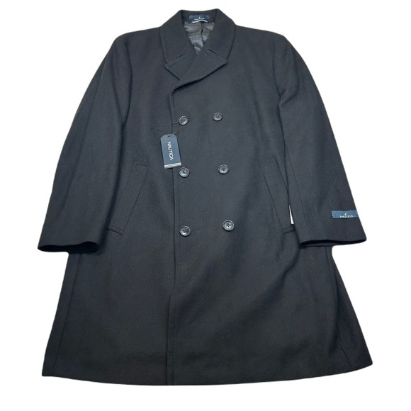 Nautica Other - Nautica Double Breasted Overcoat Mens 44R Large Black‎ Classic-Fit Wool $395